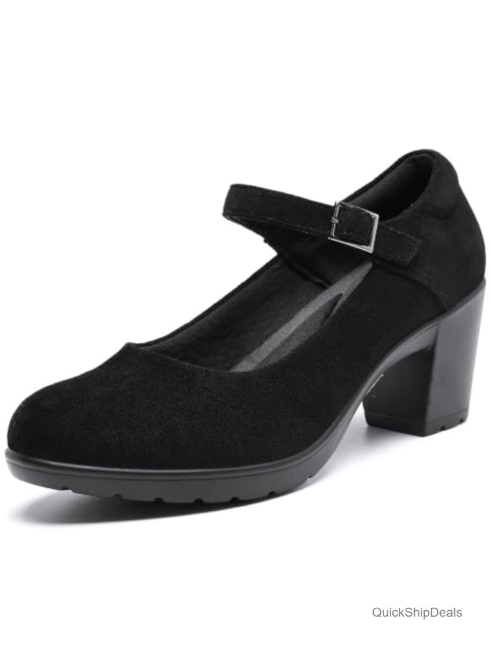 Mary Jane Dress Shoes Chunky Low Block Heels Closed Toe Ankle Strap